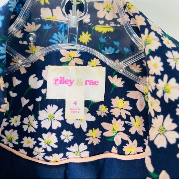 Riley & Rae blue pink yellow floral preppy lightweight blazer 4 - Picture 4 of 6